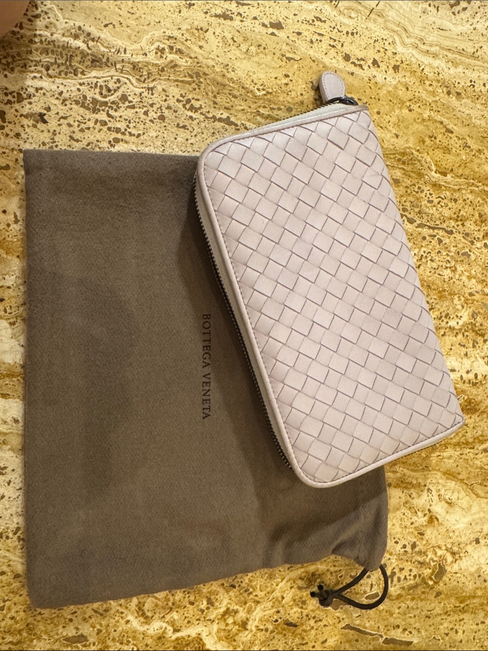 Bottega Veneta Lavender Intrecciato Zip-Around Wallet